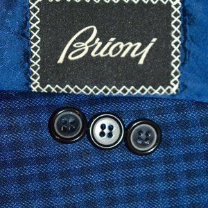 44S Brioni Current Blue Gun Check Dual Vent COAT